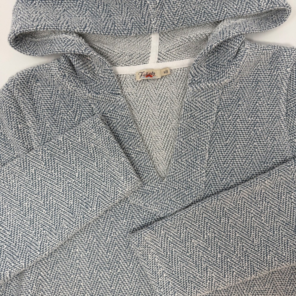 Faherty Whitewater Terry Cloth Women's Herringbone Knit‎ Hoodie Pullover Medium